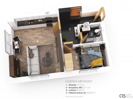 . | Pronájem bytu, 2+kk, 47 m²