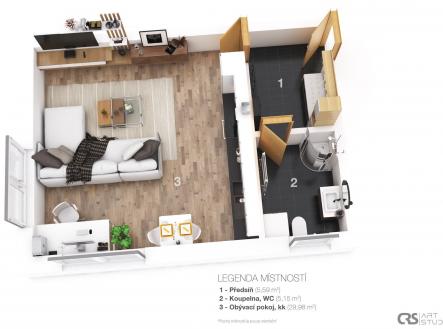 . | Pronájem bytu, 1+kk, 41 m²