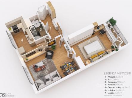 . | Pronájem bytu, 2+1, 51 m²