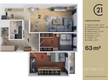 . | Prodej bytu, 3+kk, 63 m²