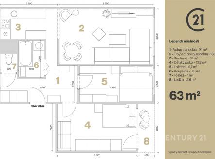. | Prodej bytu, 3+kk, 63 m²