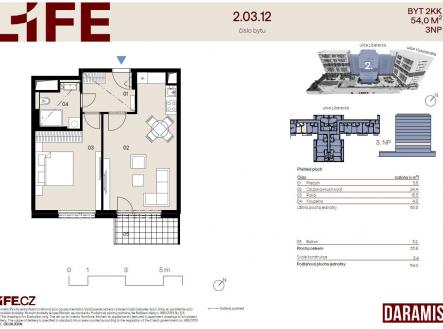 Prodej bytu, 2+kk, 54 m²