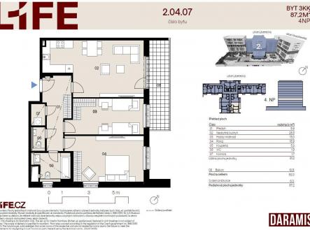 Prodej bytu, 3+kk, 87 m²