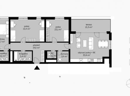 CEK BA21002 pudorys | Prodej bytu, 4+kk, 121 m²