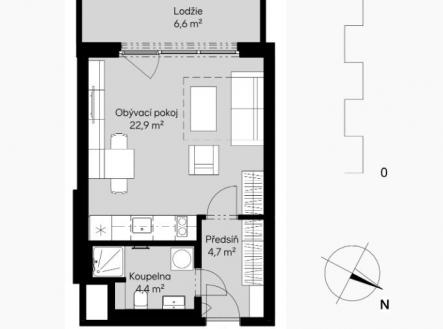 ba21114 pudorys | Prodej bytu, 1+kk, 34 m²