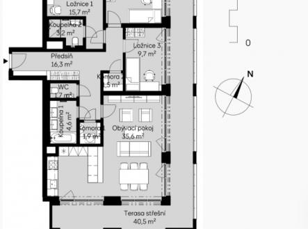 4kk  bb21110 pudorys | Prodej bytu, 4+kk, 106 m²