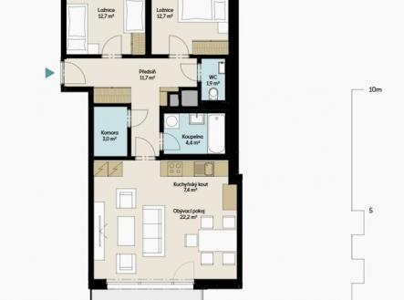 HBT 2 3kk-praha_bb30411 pudorys | Prodej bytu, 3+kk, 76 m²