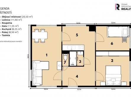 Prodej bytu, 3+1, 61 m²