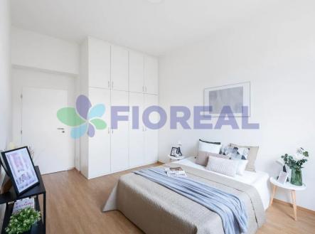 pokoj / ložnice s dřevěná podlaha a skříň | Pronájem bytu, 2+kk, 51 m²