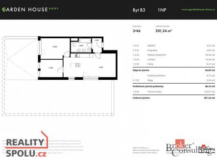 Prodej bytu, 3+kk, 68,33 m²