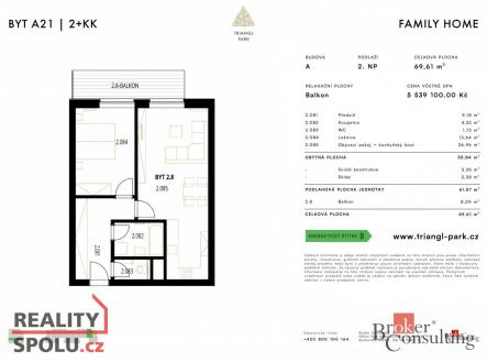 Prodej bytu, 2+kk, 61,57 m²