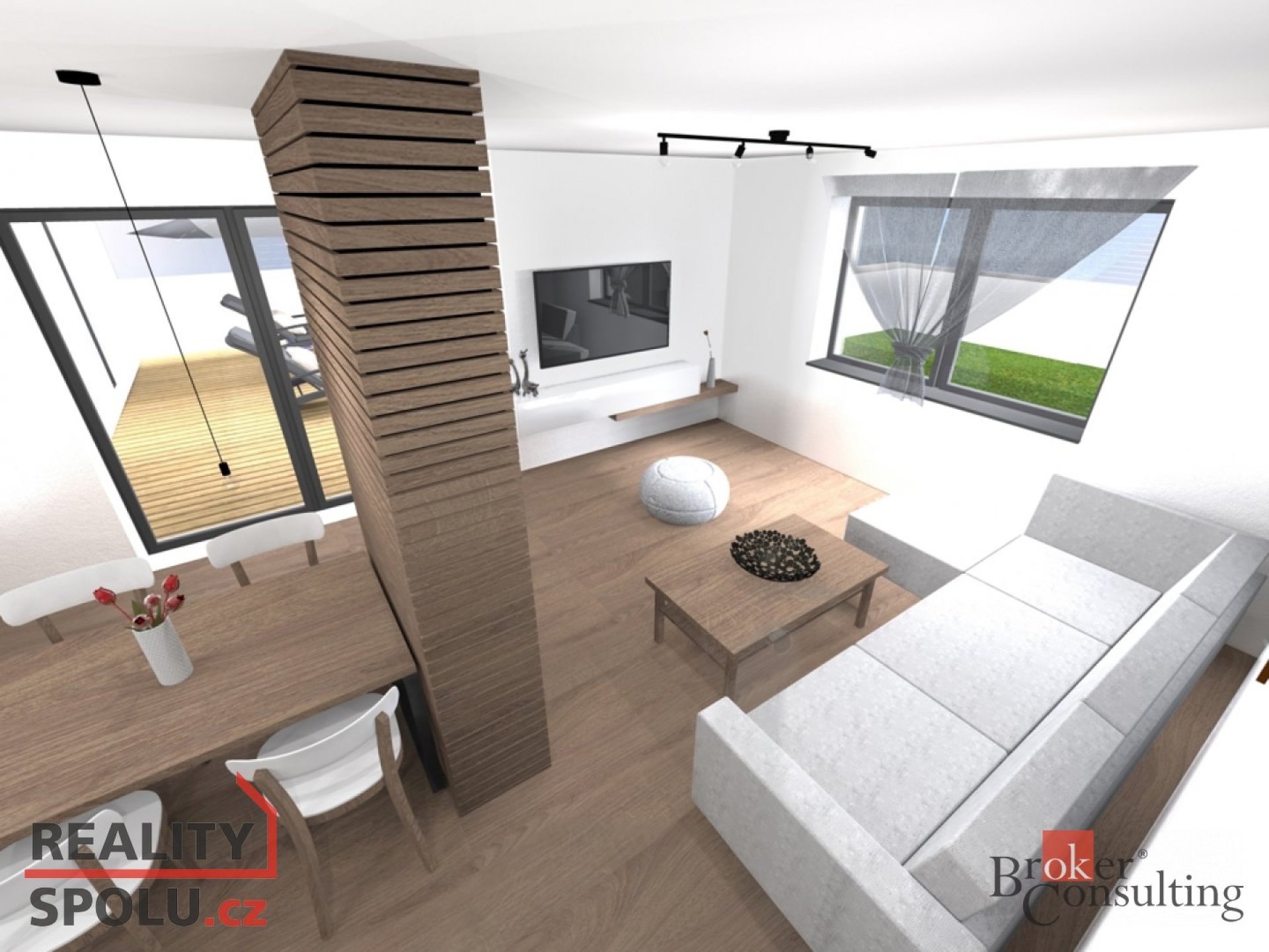 Prodej novostavby velkometrážního terasového bytu, o dispozici 4+kk ( 119 m2 + 96 m2 terasa), v Pelh