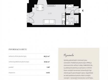 Prodej bytu, 1+kk, 47,8 m²