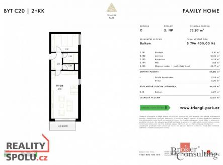 Prodej bytu, 2+kk, 66,58 m²