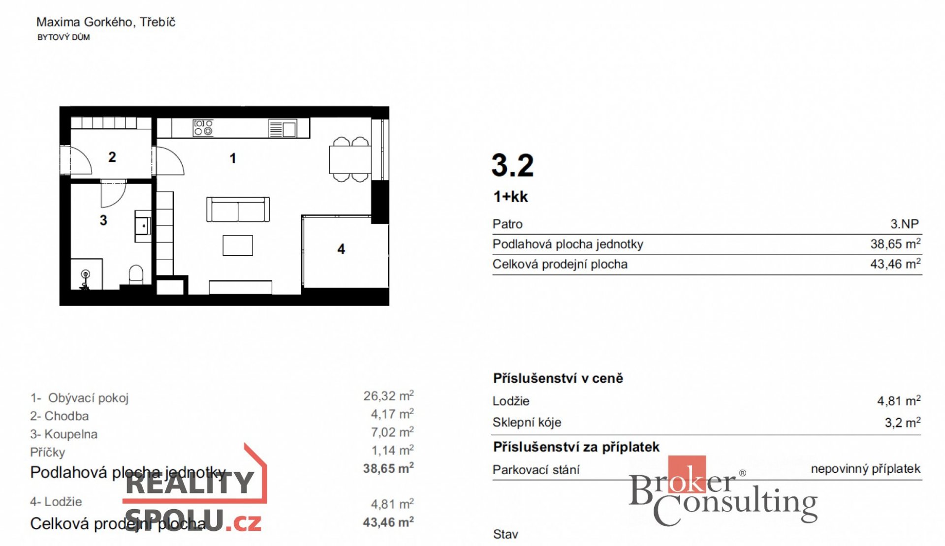 Podnájem, byty/1+kk, 37.5 m2, Maxima Gorkého 597, Nové Dvory, 67401 Třebíč, Třebíč [ID 63425]