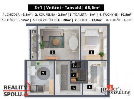 Prodej bytu, 3+1, 73 m²