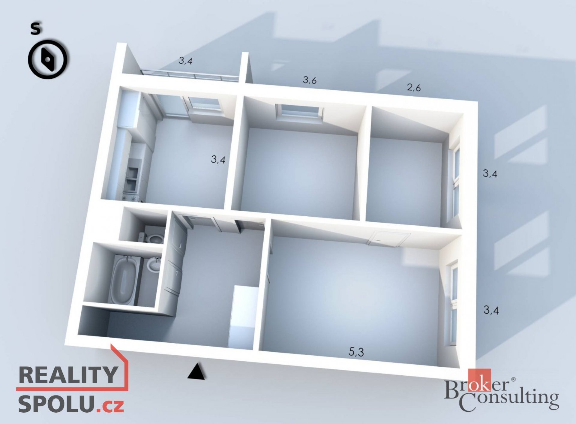 Prodej bytu 3+1, 65 m2, Ostrava, Francouzská 6015/69