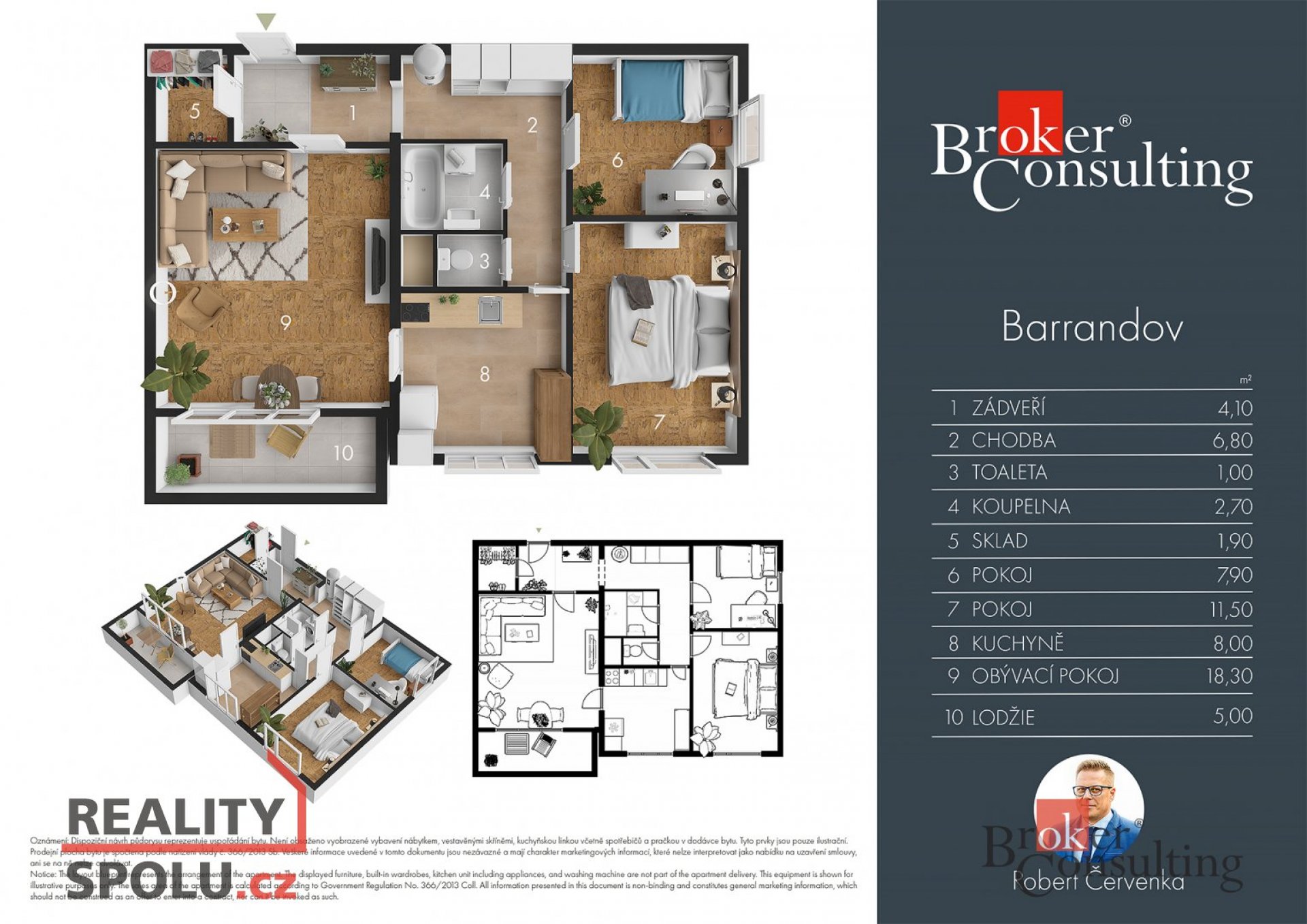 Prodej, byty/3+1, 68 m2, Renoirova 624/1, Hlubočepy, 15200 Praha, Hlavní město Praha [ID 64260]