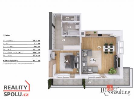 Prodej bytu, 2+kk, 69,37 m²