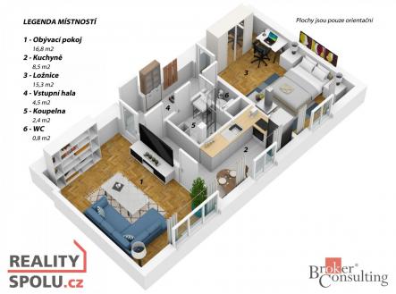 Pronájem bytu, 2+1, 53 m²