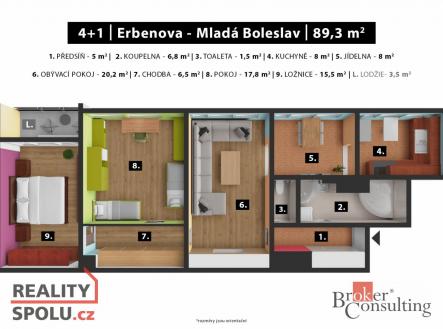 Prodej bytu, 4+1, 89,3 m²