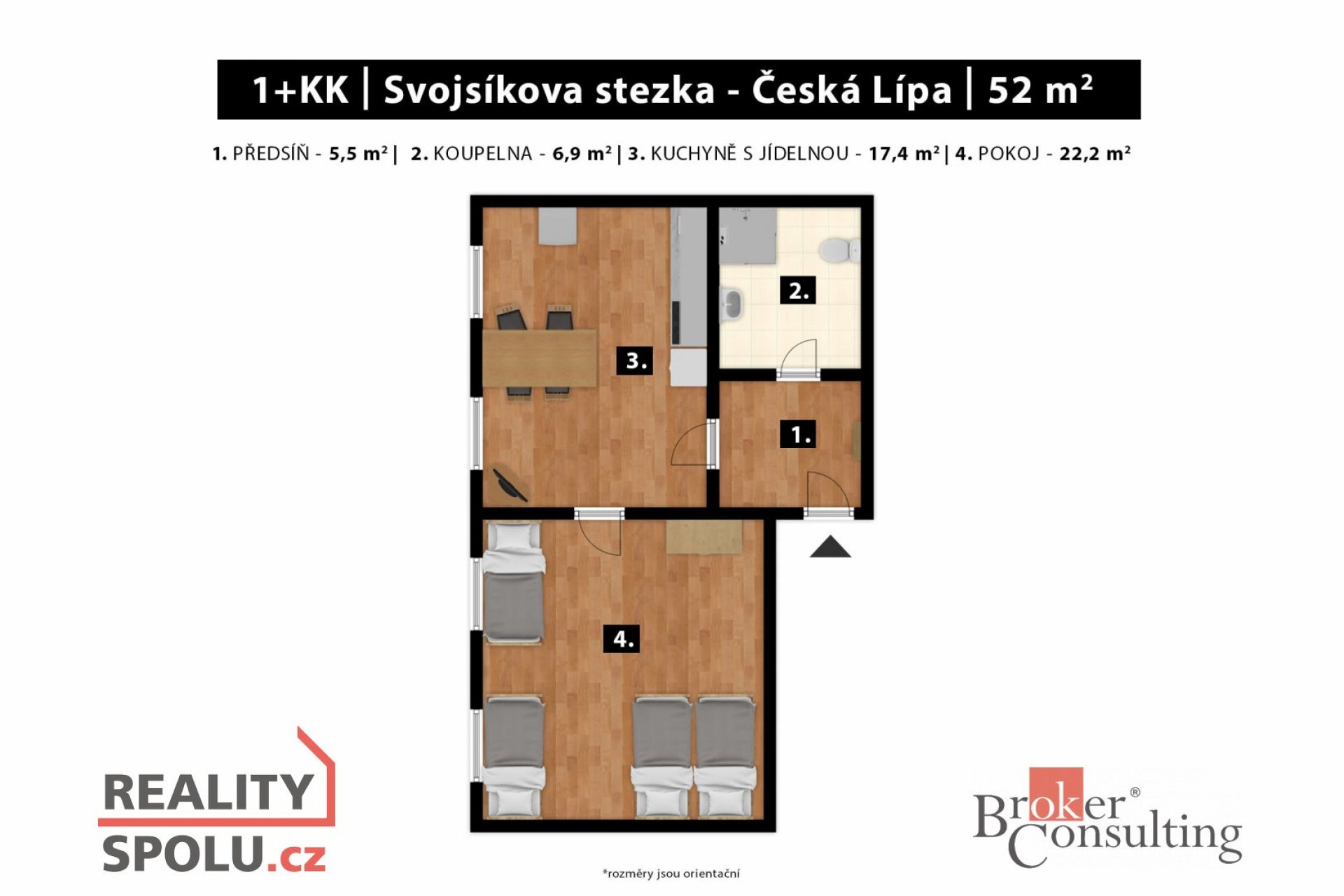 Prodej, byty/2+kk, 52 m2, Svojsíkova stezka 944/2, 47001 Česká Lípa, Česká Lípa [ID 65621]