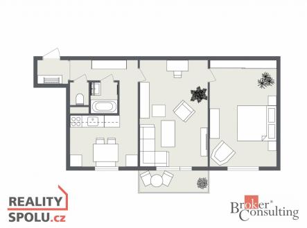 Prodej bytu, 2+1, 58 m²