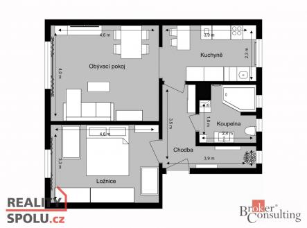 Prodej bytu, 2+1, 62 m²