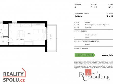 Prodej bytu, 1+kk, 50 m²