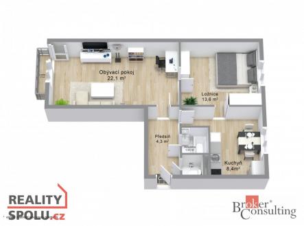Prodej bytu, 2+1, 51 m²