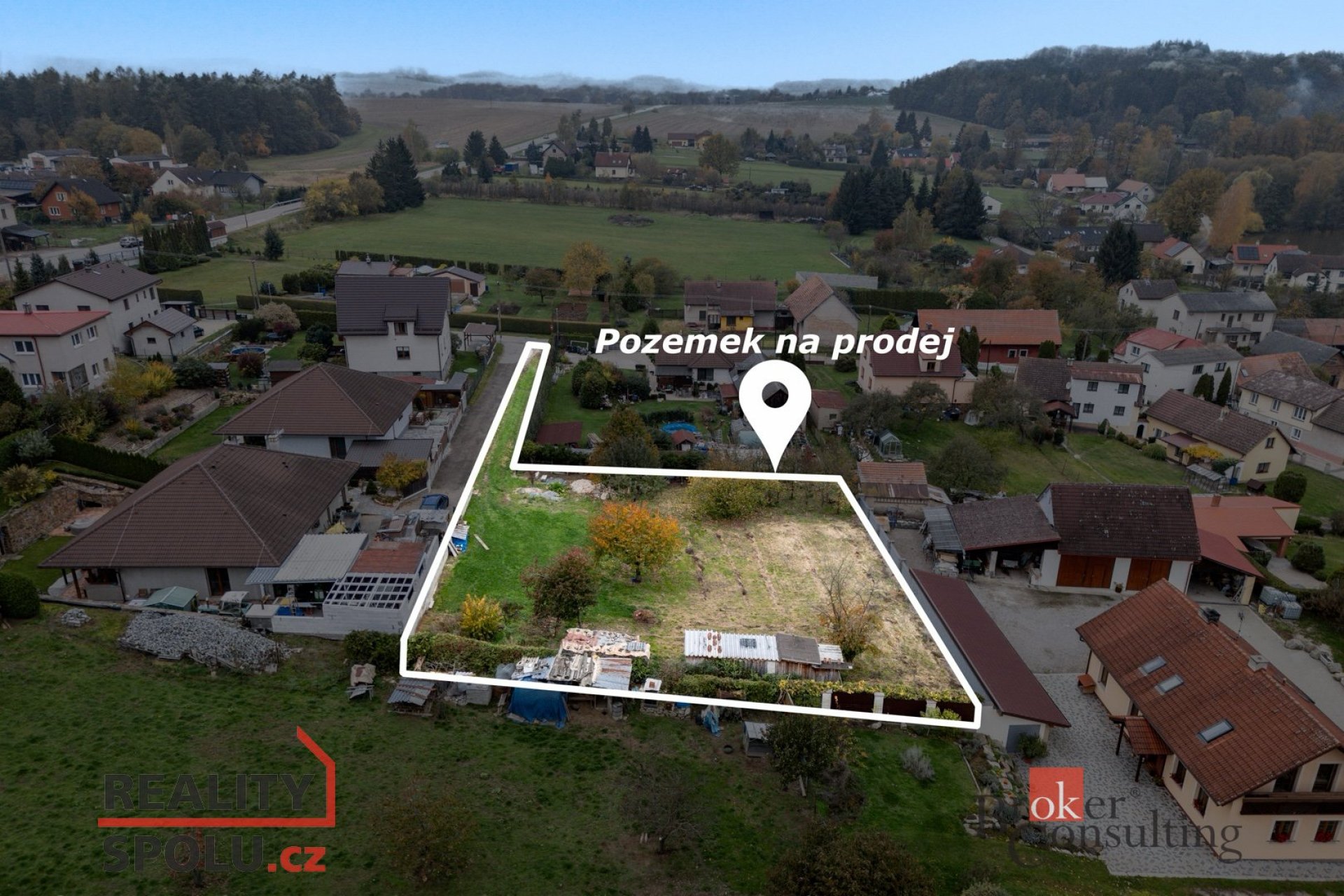 Stavební pozemek 1377 m2 - Chotýšany, klidná lokalita u Benešova