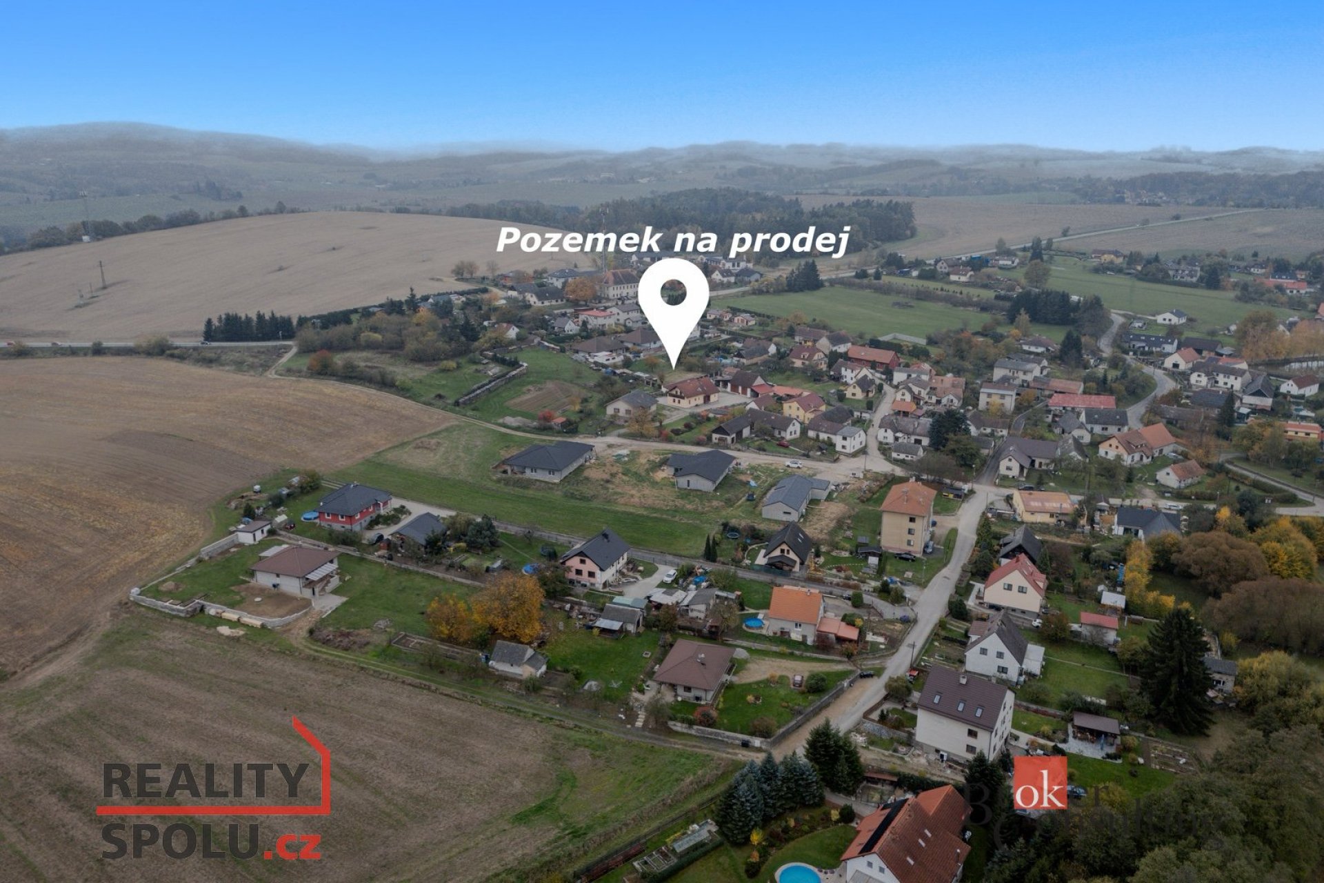 Stavební pozemek 1377 m2 - Chotýšany, klidná lokalita u Benešova