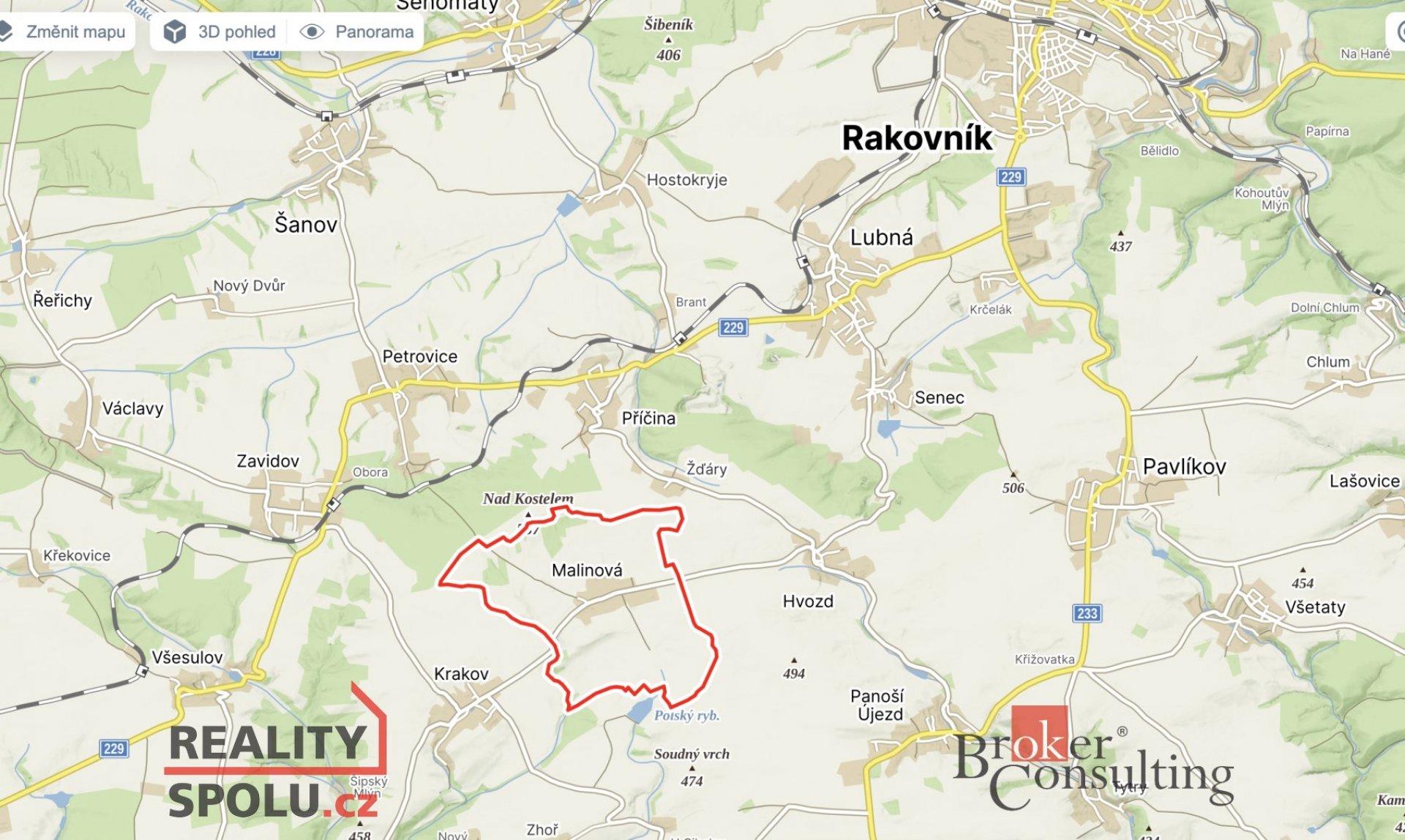 Prodej, pozemky/bydlení, 1588 m2, 27035 Malinová, Rakovník [ID 72582]