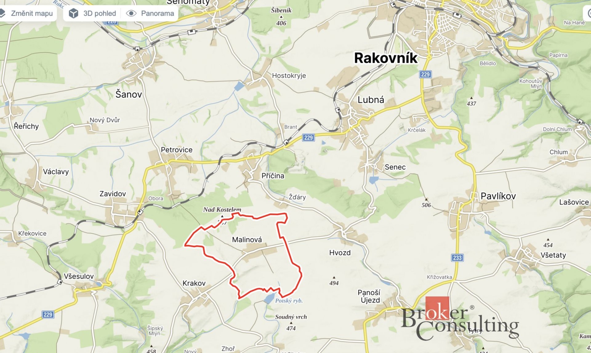Prodej, pozemky/bydlení, 1588 m2, 27035 Malinová, Rakovník [ID 72582]