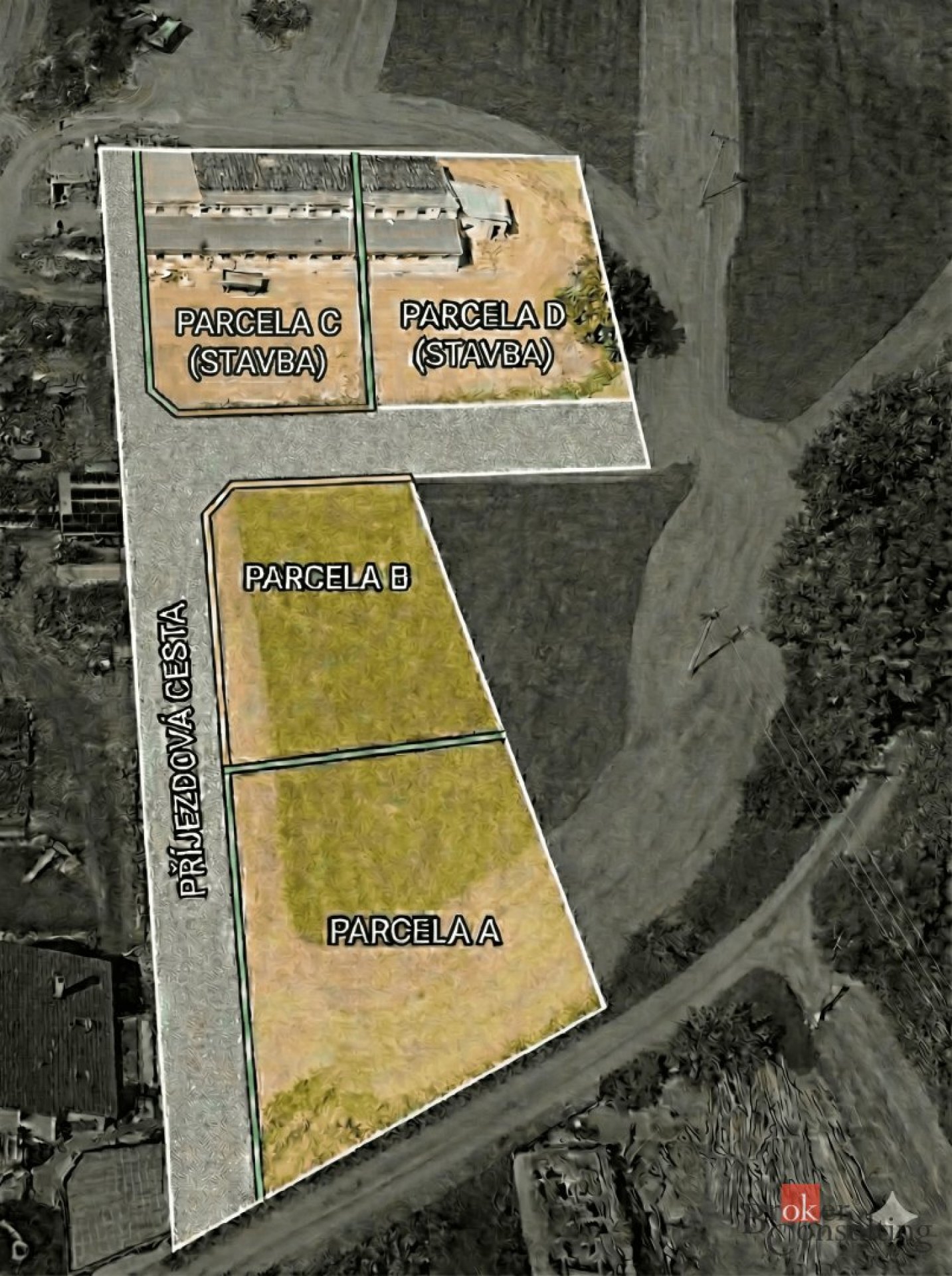 Prodej pozemků a hospodářské budovy — Žimrovice u Hradce nad Moravicí 