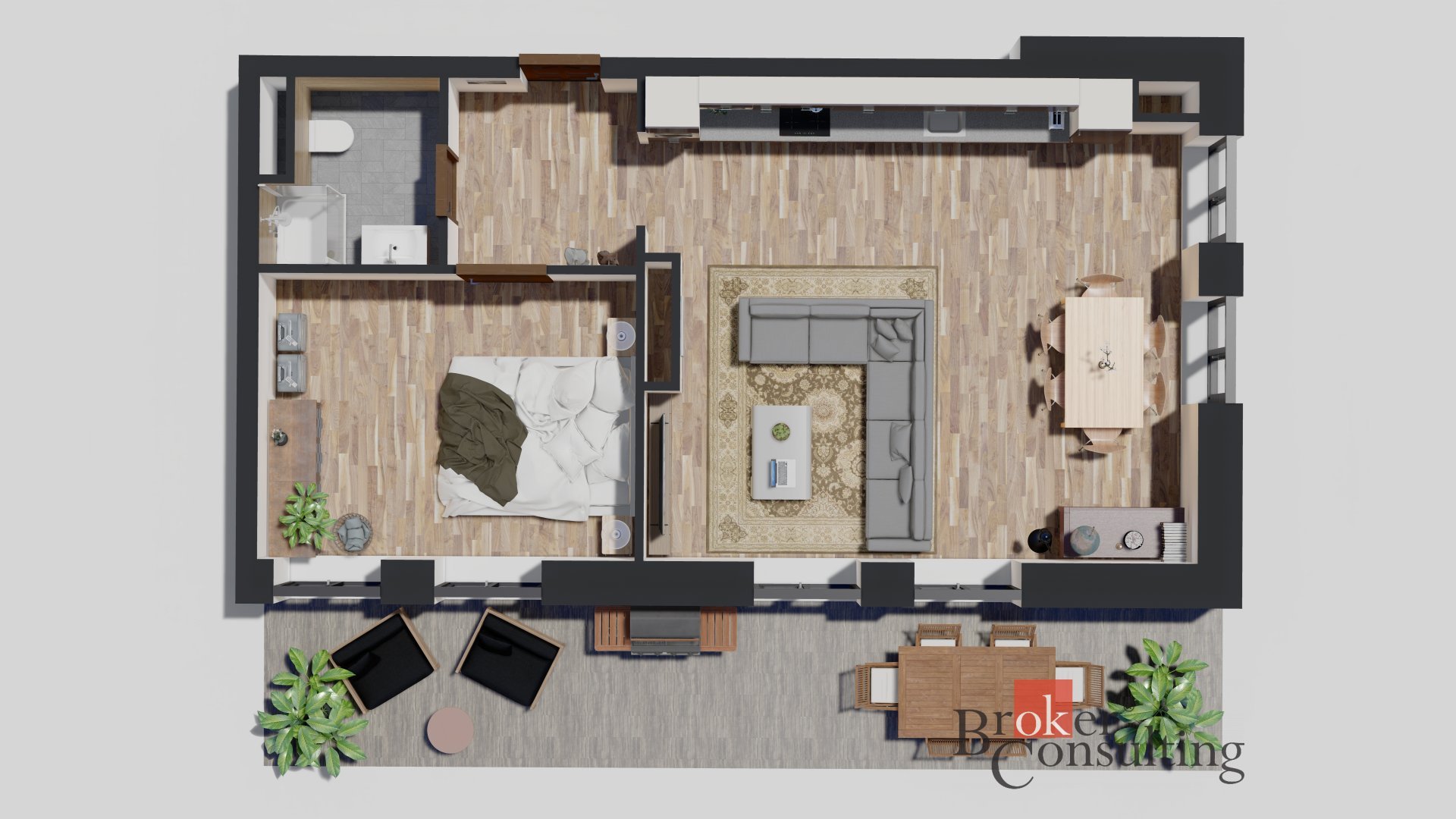 Prodej bytu 2+kk budova A1, terasa, zahrada
