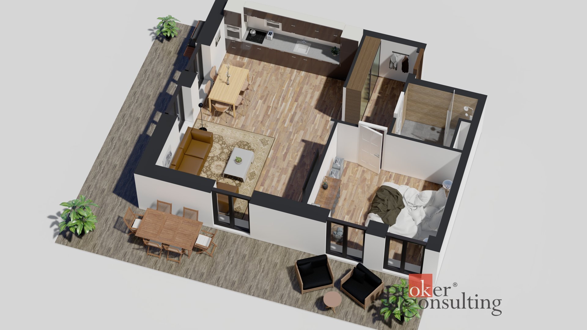 Prodej bytu 2+kk budova A2, terasa, zahrada