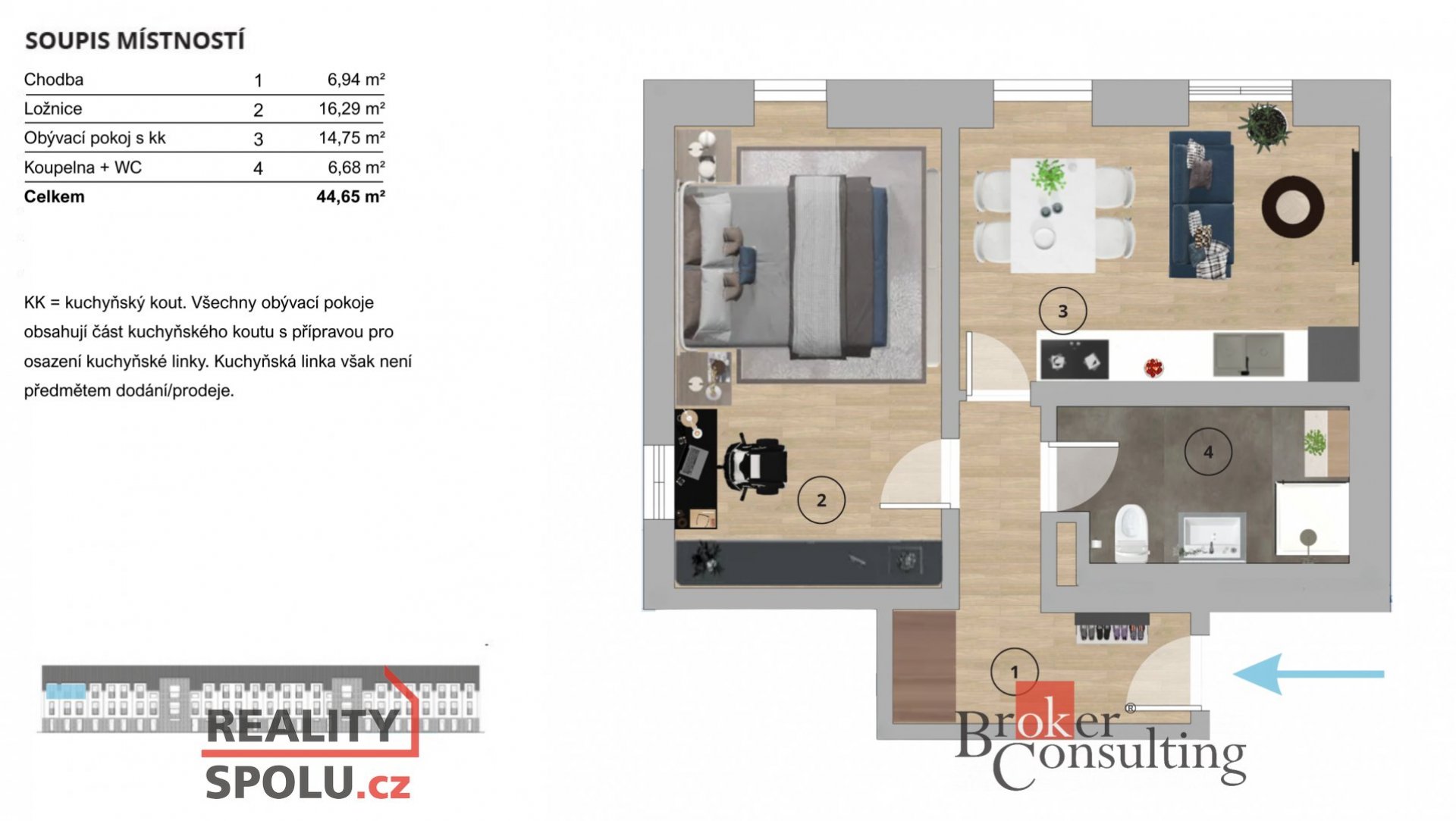Prodej bytu 2+kk  v nové rezidenci Pod Malechovem – Český Brod