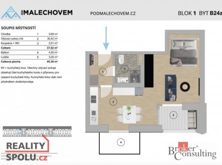 Prodej bytu, 1+kk, 38 m²