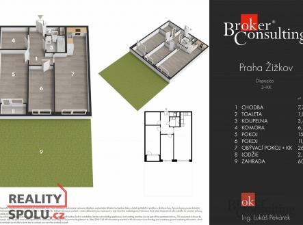 Pronájem bytu, 4+kk, 72,69 m²