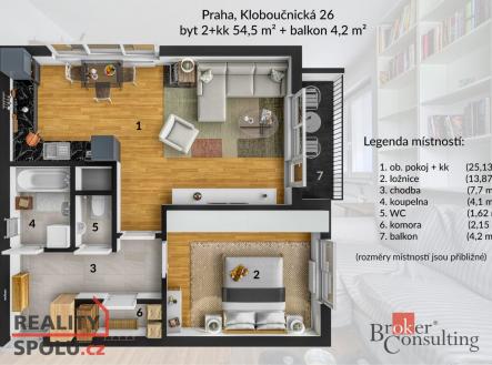Prodej bytu, 2+kk, 54 m²