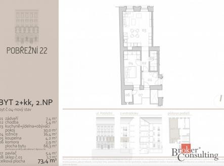 Prodej bytu, 2+kk, 73,4 m²