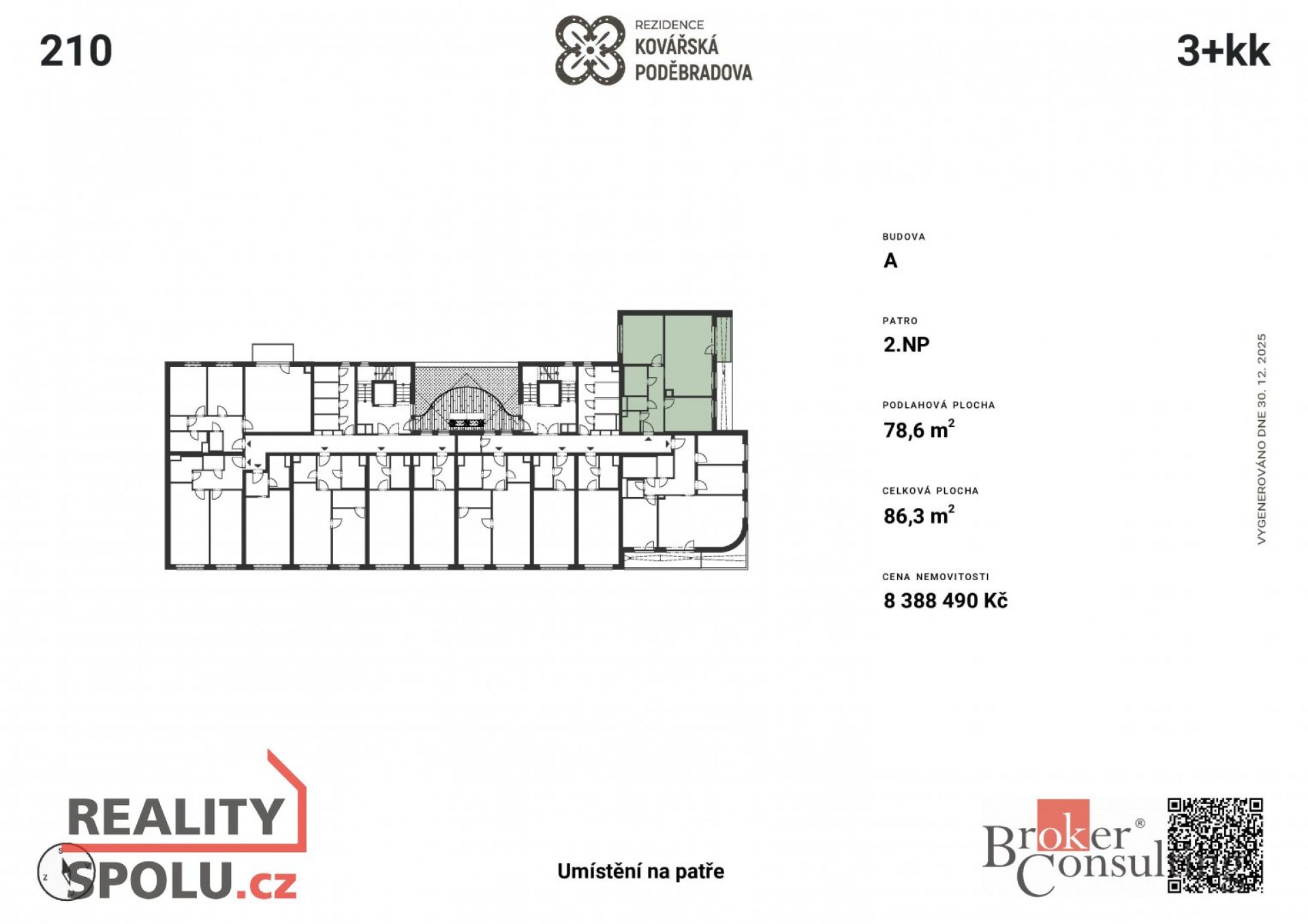 Prodej, byty/3+kk, 74.12 m2, Kovářská 330/10, Jižní Předměstí, 30100 Plzeň 3 [ID 80549]