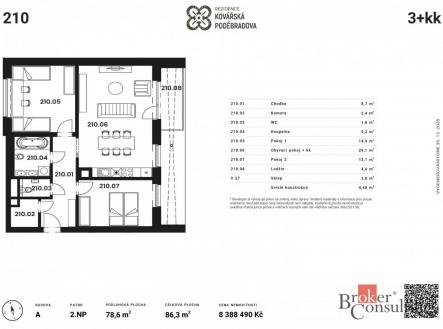 Prodej bytu, 3+kk, 78,6 m²