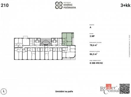 Prodej bytu, 3+kk, 78,6 m²