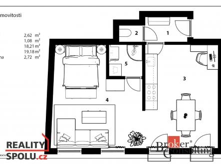Prodej bytu, 2+kk, 44 m²