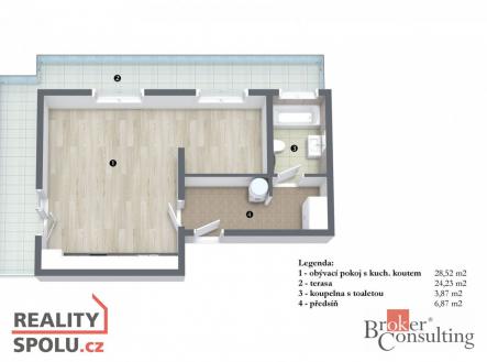 Pronájem bytu, 1+kk, 42,5 m²