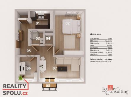 Prodej bytu, 3+1, 64 m²