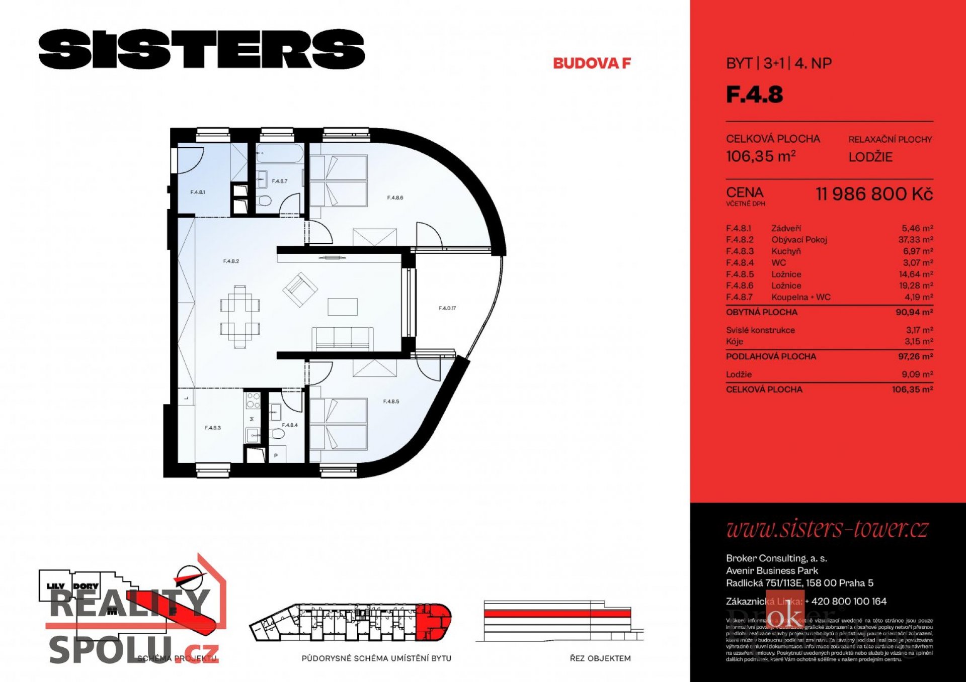 Prodej, byty/3+kk, 106.35 m2, náměstí Českých bratří 2476/10, Jižní Předměstí, 30100 Plzeň 3 [ID 815