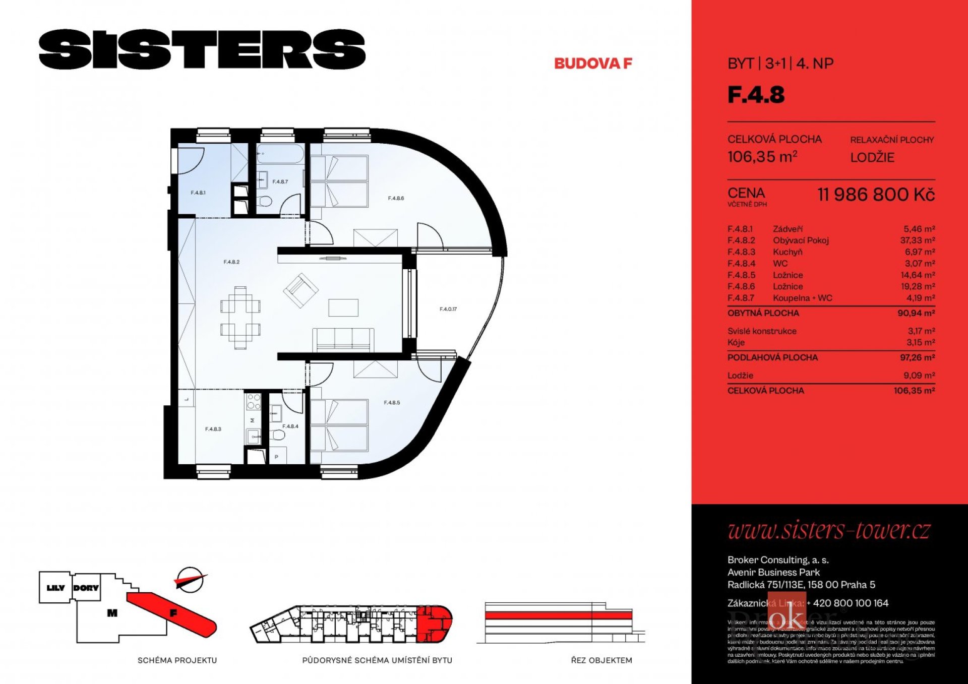 Prodej, byty/3+kk, 106.35 m2, náměstí Českých bratří 2476/10, Jižní Předměstí, 30100 Plzeň 3 [ID 815